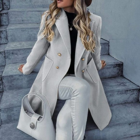 double breasted overcoat pea coat baby blue pastel - Picture 6 of 16